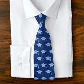 Graduation Navy Blue Cap Icon Pattern Bold Classy Stropdas