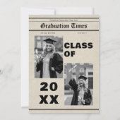 Graduation Newspaper She Did It B&W Photo Kaart (Achterkant)