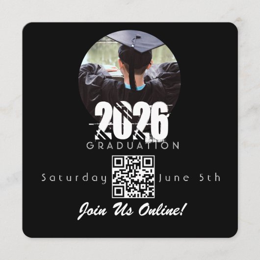 Graduation Online Invitation QR Code 2026 Kaart (Voorkant)