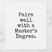 Graduation Pairs Well Masters Degree Typography Wijn Etiket (Enkel label)