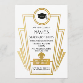 Graduation Party (1920) Art Deco Invite Gatsby Gol Kaart