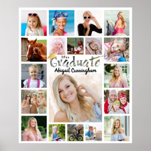 Graduation Party 19 Photo Collage Brush Typografie Poster