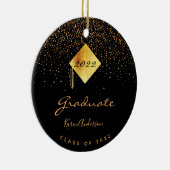 Graduation party 2022 afstuderen zwart goud pet keramisch ornament (Rechts)