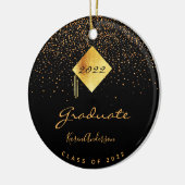 Graduation party 2022 afstuderen zwart goud pet keramisch ornament (Links)