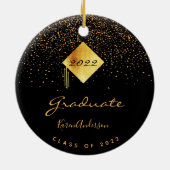 Graduation party 2022 afstuderen zwart goud pet keramisch ornament (Achterkant)