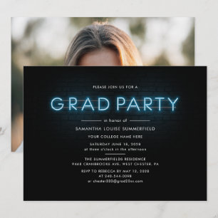 Graduation Party 2022 Foto Blue Neon College Afstu Kaart