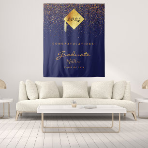 Graduation party 2022 marvy blue gold afstuderen wandkleed