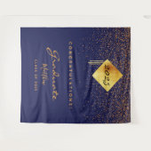 Graduation party 2022 marvy blue gold afstuderen wandkleed (Voorkant (horizontaal))