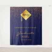 Graduation party 2022 marvy blue gold afstuderen wandkleed (Voorkant)