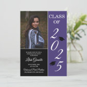 Graduation Party 2023 Afstudeerder Pet Paars Kaart (Staand voorkant)