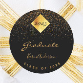 Graduation party 2023 afstuderen zwart goud pet ronde sticker