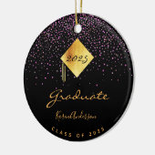 Graduation party 2023 afstuderen zwart paars goud keramisch ornament (Links)