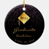 Graduation party 2023 afstuderen zwart paars goud keramisch ornament (Achterkant)
