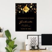 Graduation party 2023 black gold stars afstuderen poster (Thuiskantoor)