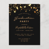 Graduation party 2023 black gold stars briefkaart (Voorkant)