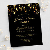 Graduation party 2023 black gold stars briefkaart