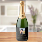 Graduation party 2023: foto zwart goud sparkling wijnetiket