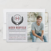 Graduation Party 2023 Monogram Maroon Kaart (Voorkant)