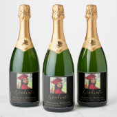 Graduation Party 2024 Foto Goud Sparkling Wijnetiket (Flessen)