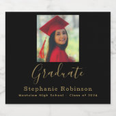 Graduation Party 2024 Foto Goud Sparkling Wijnetiket (Enkel label)