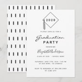 Graduation party 2024 moderne zwart witte topper kaart (Voorkant / Achterkant)