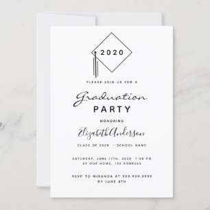 Graduation party 2024 moderne zwart witte topper kaart
