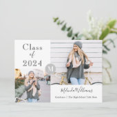 Graduation Party 2 Foto Simple Modern Monogram Kaart (Staand voorkant)