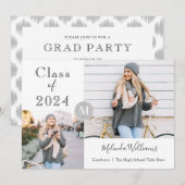Graduation Party 2 Foto Simple Modern Monogram Kaart (Voorkant / Achterkant)