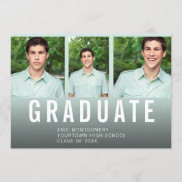 Graduation Party 3 Foto Blue Green Ombre' Kaart