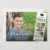 Graduation Party 3 Foto Collage Modern Invitation Kaart (Voorkant)