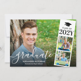 Graduation Party 3 Foto Collage Modern Invitation Kaart