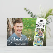 Graduation Party 3 Foto Collage Modern Invitation Kaart (Staand voorkant)
