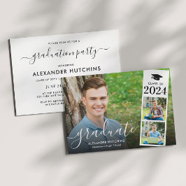 Graduation Party 3 Foto Collage Modern Invitation Kaart