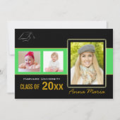 Graduation Party 3 Fotogroene uitnodiging (Voorkant)