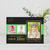 Graduation Party 3 Fotogroene uitnodiging (Staand voorkant)