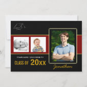 Graduation Party 3 Fotorode uitnodiging (Voorkant)
