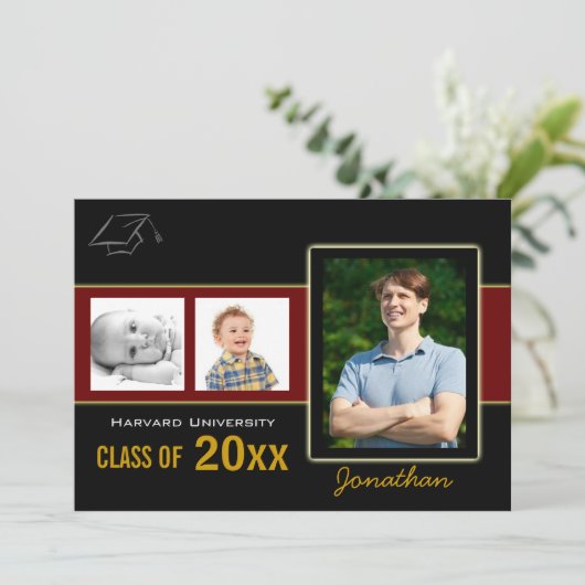 Graduation Party 3 Fotorode uitnodiging (Staand voorkant)