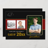 Graduation Party 3 Fotorode uitnodiging (Voorkant / Achterkant)