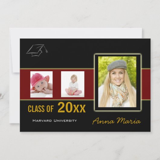 Graduation Party 3 Fotorode uitnodiging (Voorkant)