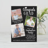 Graduation Party 3 Foto's Editable Color Stripes Kaart (Staand voorkant)