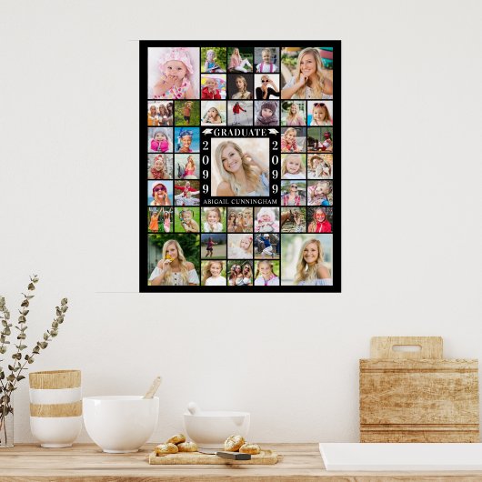 Graduation Party 43 Foto Collage Personalized Poster (Keuken)