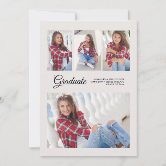 Graduation Party 4 Foto kondiging White Modern Kaart (Voorkant)
