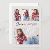 Graduation Party 4 Foto kondiging White Modern Kaart (Voorkant / Achterkant)