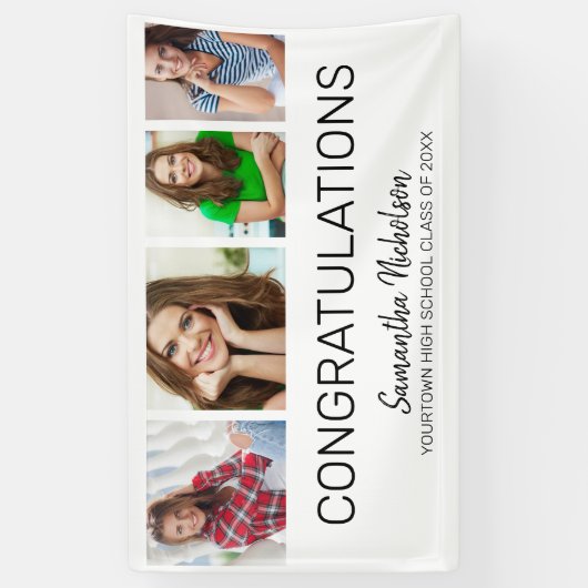 Graduation Party 4 Foto White Modern Spandoek (Verticaal)