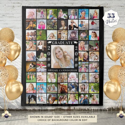 Graduation Party 55 Photo Collage Backdrop Custom Wandkleed