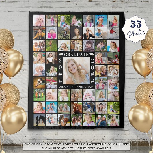 Graduation Party 55 Photo Collage Backdrop Custom Wandkleed