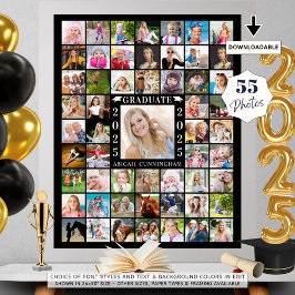 Graduation Party 55 Photo Collage Personalized Poster