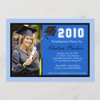 Graduation Party 5x7 Bleu & Black Photo Kaart