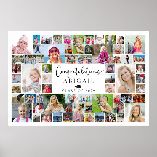 Graduation Party 64 Photo Collage Memory Poster (Voorkant)