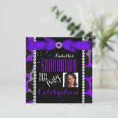 Graduation Party Afstudeerder Wild Paars Foto Kaart (Staand voorkant)